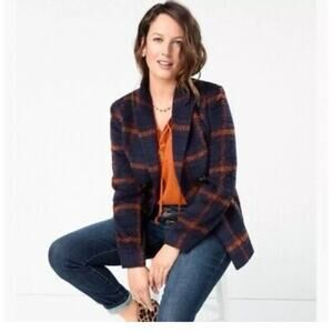 Cabi Checkmate Plaid Double
Breasted Jacket Size M